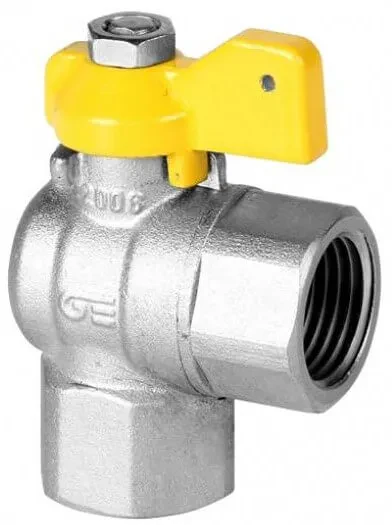 Robinet unghiular pentru gaz, orificiu complet, filete interioare